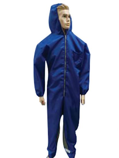 Blue Nylon Suit with Hood